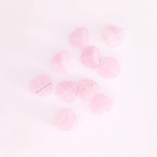 Heart 9mm Pink  Matt Stripe Czech Glass Beads