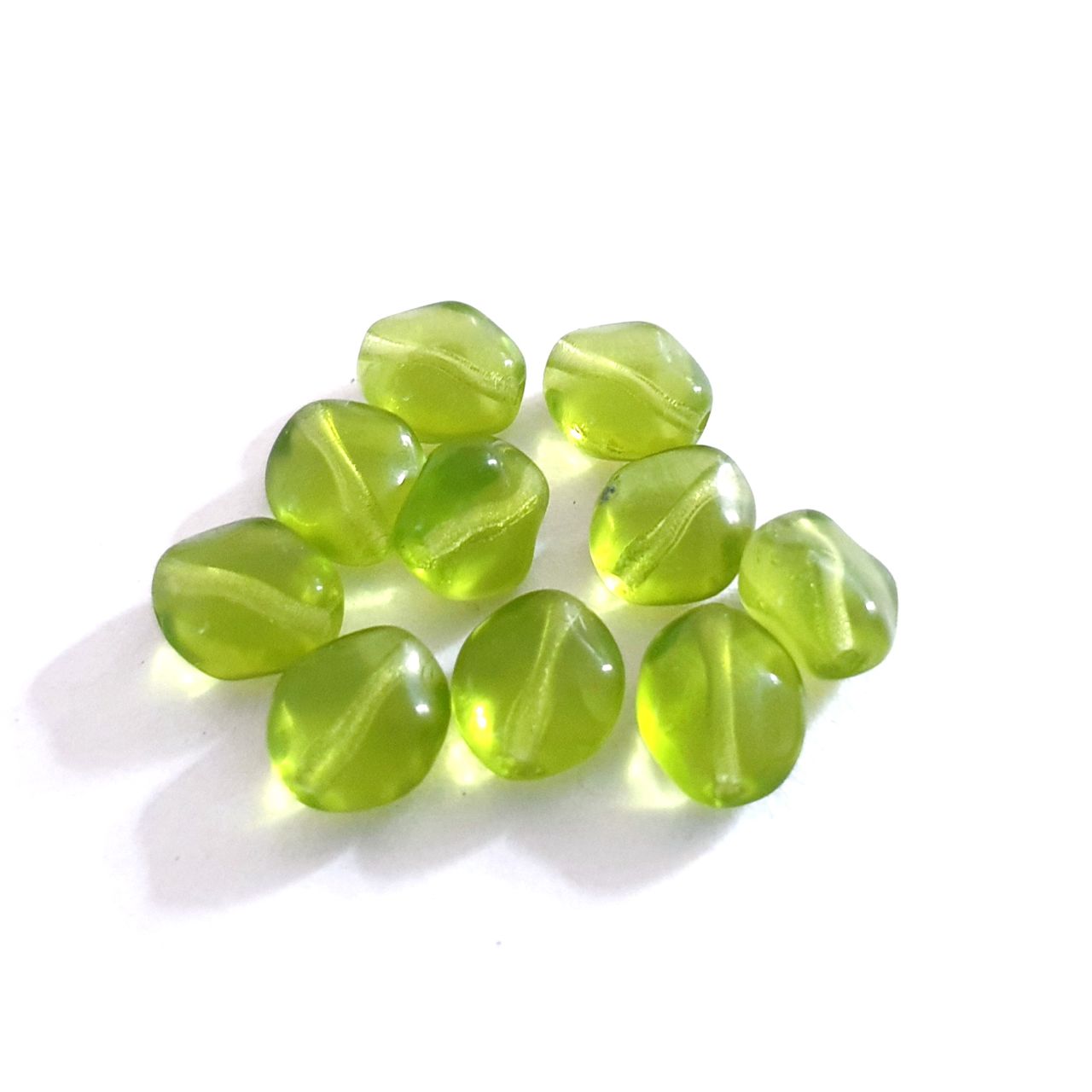 Diamond 9x8mm Olive Transparent Czech Glass Bead