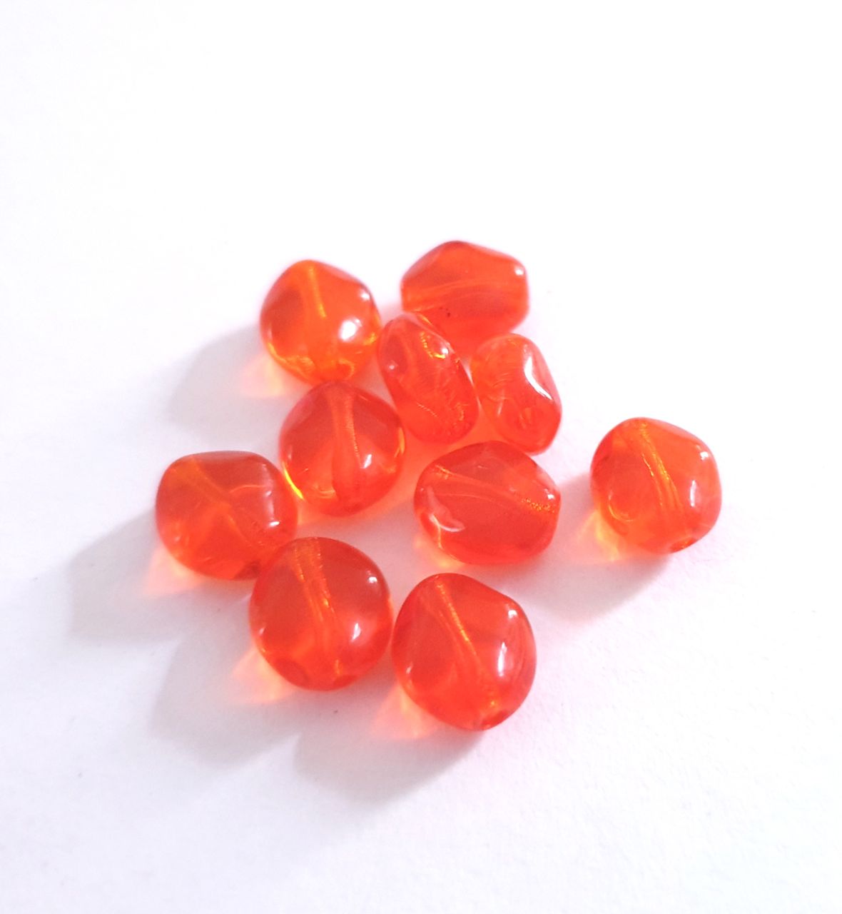 Diamond 9x8mm Orange Transparent Czech Glass Bead