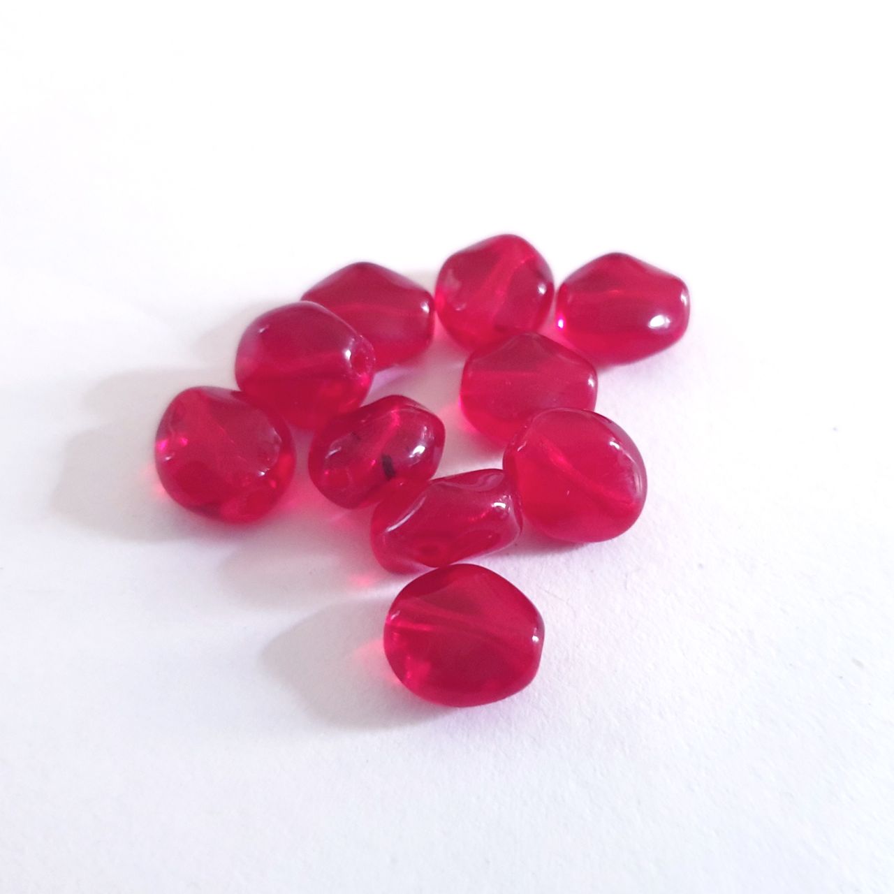 Diamond 9x8mm Red Transparent Czech Glass Bead