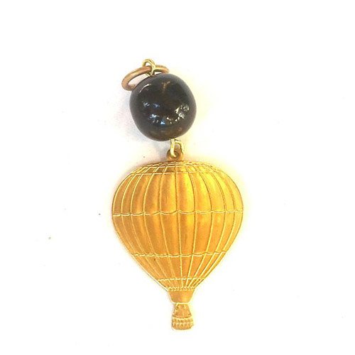 Novelty Charm Pendant Hot Air Balloon Brass Black