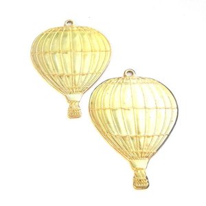 Charm Hot Air Balloon Brass Stamping 40mm