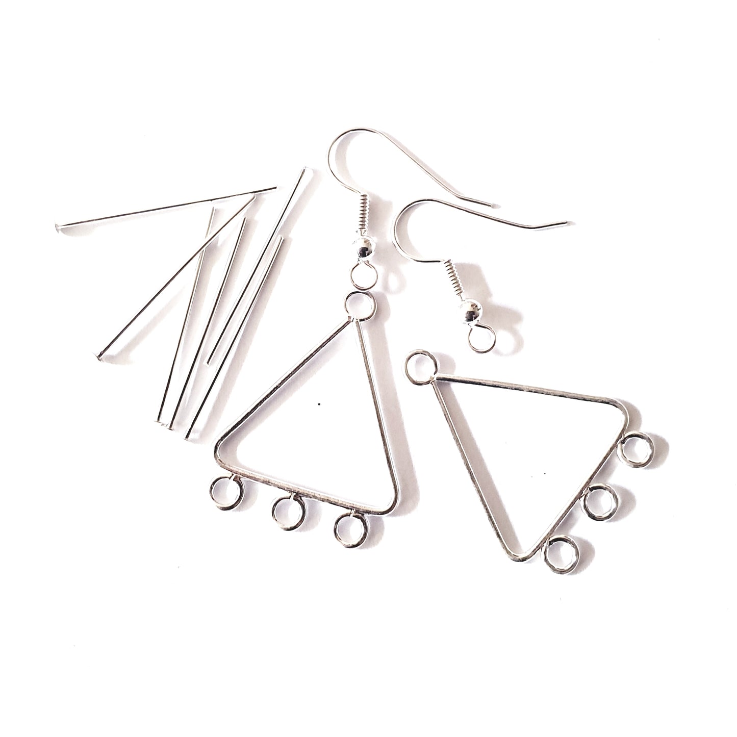 Chandelier Triangle Drop Earring Frame Silver Plate Kit