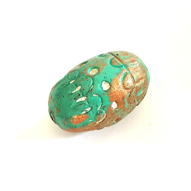 Clay Chunky Oval Teal Bronze 30x20mm