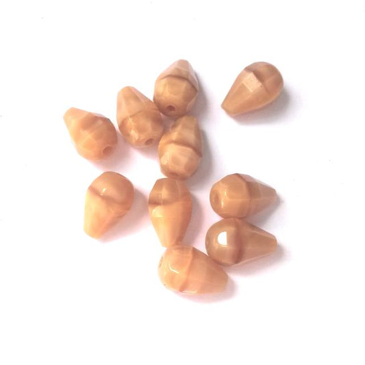 10x7mm Silk Camel Czech Fire Polished Drop Bead