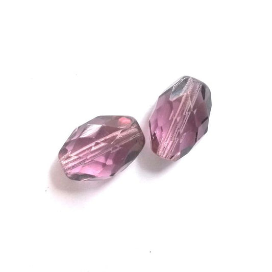 13x10mm Oval Amethyst Czech Fire Polished Bead