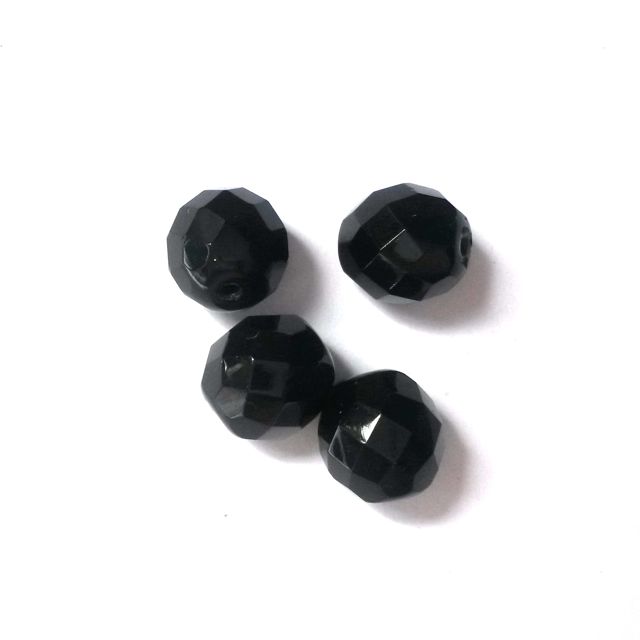 10mm Opaque Black Czech Fire Polished Bead