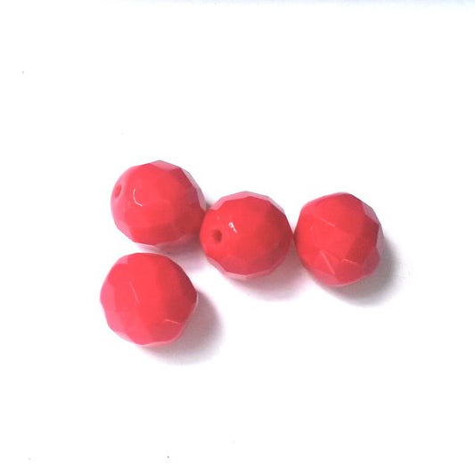 10mm Opaque Coral Czech Fire Polished Bead