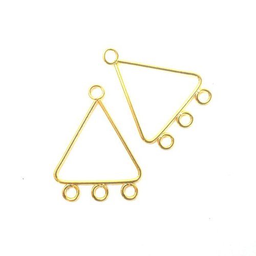 A pair of gold-plated chandelier triangle drop earrings with post attachments.