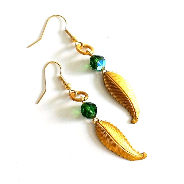 DIY Kit Earrings Vintage Leaves with Swarovski Crystal Beads Touramaline AB