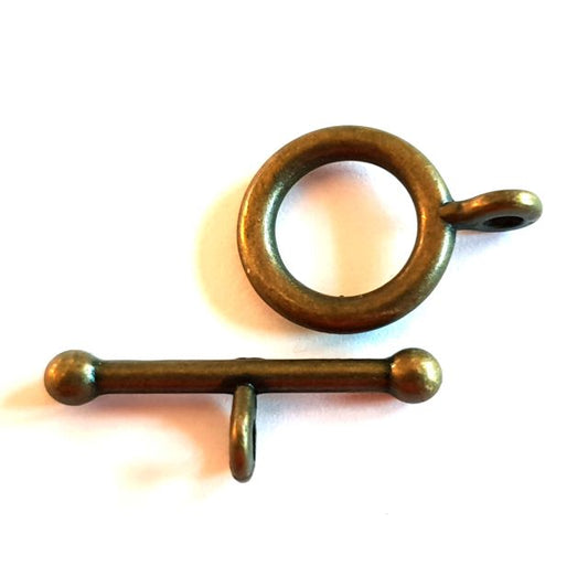 Jewellery Clasp Large Fob and Toggle  Antique Brass 13x20mm