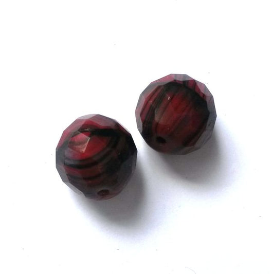 14mm Mix Red Black Czech Fire Polished Glass Bead