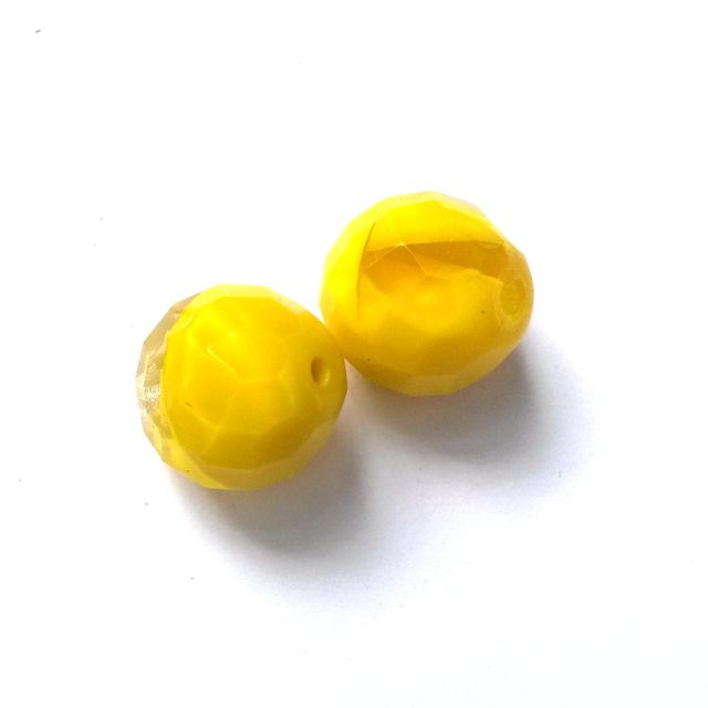 14mm Mixed Yellow Czech Fire Polished Glass Bead