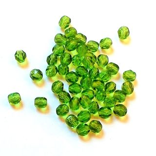 6mm Green Transparent Czech Fire Polished Bead