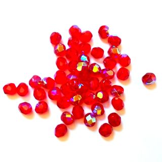 6mm Red Dark AB Czech Fire Polished Bead | Pack of 50