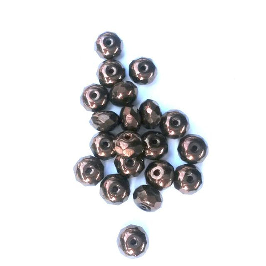 Rondelle Melon 6x9mm Metallic Bronze Czech Fire Polished