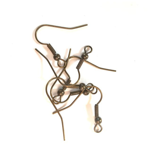 Fish Hook Ear Wires Antique Brass 21mm