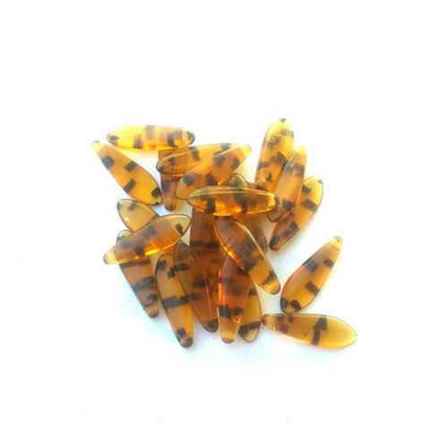 Dagger 5x16mm Topaz  Animal Print Czech Glass Bead