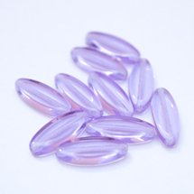 Violet Transparent Petal Pointed Oval Spindle 16x6mm Czech Glass Bead