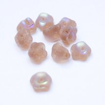 Smoke Button Flower 7mm Matt AB Czech Glass Bead