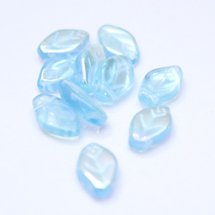 Aquamarine Leaf 12x7mm AB Czech Glass Bead