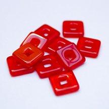 Square 12x12mm Opalino Orange Czech Glass Bead