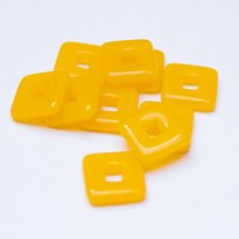 Square 12x12mm Yellow Opalino Czech Glass Beads