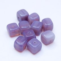 Cube 8x11mm Amethsyt Opalino Czech Glass Bead