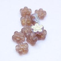 Smoke Daisy 8mm AB Czech Glass Bead