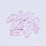 Pink Transparent Petal Pointed Oval Spindle 16x6mm Czech Glass Bead