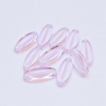 Pink Transparent Petal Pointed Oval Spindle 16x6mm Czech Glass Bead - Pack of 10