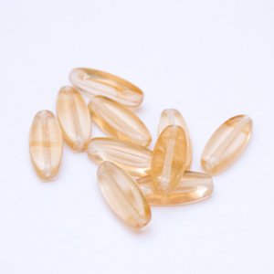 Peach Transparent Petal Pointed Oval Spindle 16x6mm Czech Glass Bead - Pack of 10