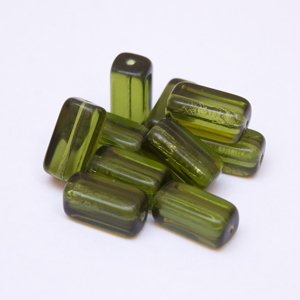 Olive Tube 15x7mm Transparent Czech Glass Bead