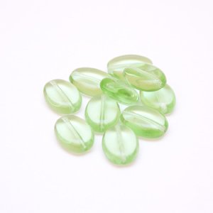 Flat Oval 15x11mm Mint Green Transparent Czech Glass Bead