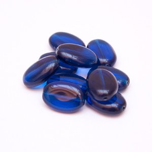 Flat Oval 19x13mm Turquoise Transparent Czech Glass Bead