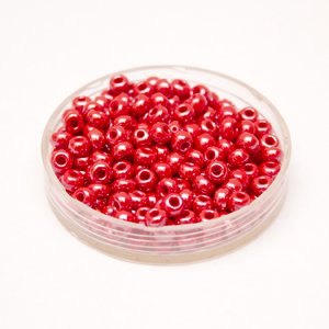 5 0 4.5mm Red Dark Opaque Lustred Czech Seed Bead