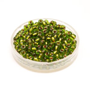 5 0 4.5mm Green - Olive Copper Lined Czech Seed Bead