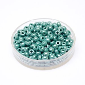 5 0 4.5mm Teal Opaque Lustred Czech Seed Bead