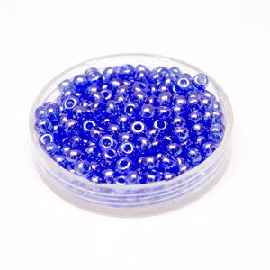5 0 4.5mm Blue Sapphire Transparent Lustred Czech Seed Bead