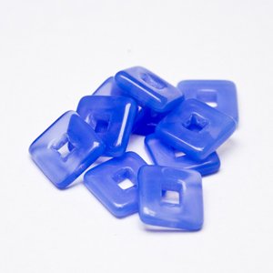 Square 12x12mm Blue Opalino Czech Glass Bead