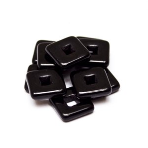 Black Square 12x12mm Opaque Czech Glass Bead
