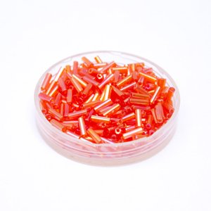 Bugle Bead Czech Glass Orange AB 3' 6mm