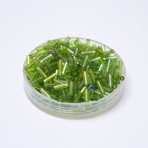 Bugle Bead Czech Glass Lime AB 3' 6mm