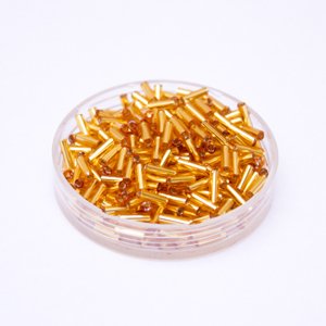 Czech Bugle Bead Gold Silver Lined 3' (6mm)