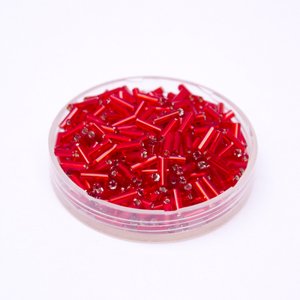 Bugle Bead Czech Glass Red Silver Lined 3' 6mm