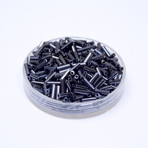 Bugle Bead Czech Glass Gunmetal Metallic  2' 4mm