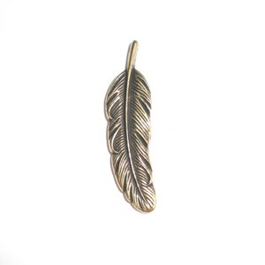 Metalised Plastic Boho Feather Pendant Antique Gold 45mm