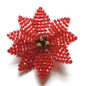 DIY Brooch Beaded Flower Crystal Red