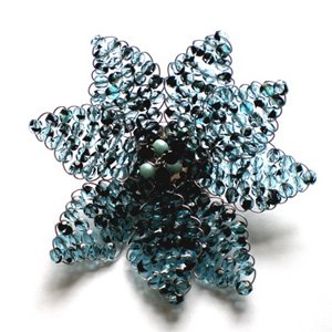DIY Brooch Woven Beaded Flower Crystal Brooch Aqua Tortoise