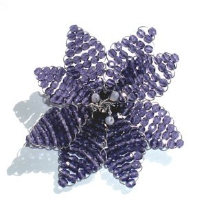 DIY Brooch Woven Beaded Flower Crystal Purple